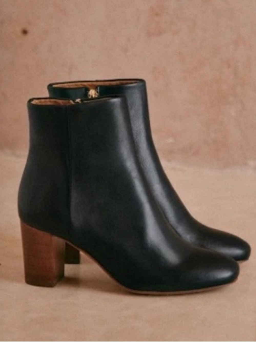 Sezane Lea Boots Black Leather Size 38